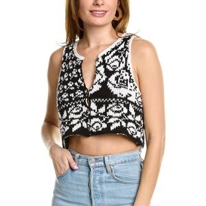 Free People boho Rosie Vest / Black Rose Combo New S